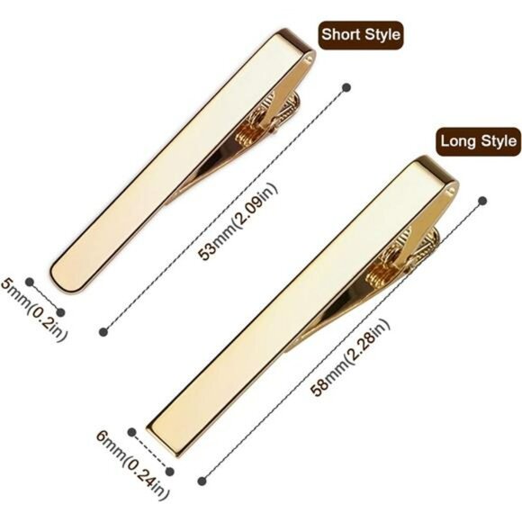 Mens Tie Clip Set Gold Silver Black Necktie Bar Pinch Clips Formal Accessories - Picture 3 of 8